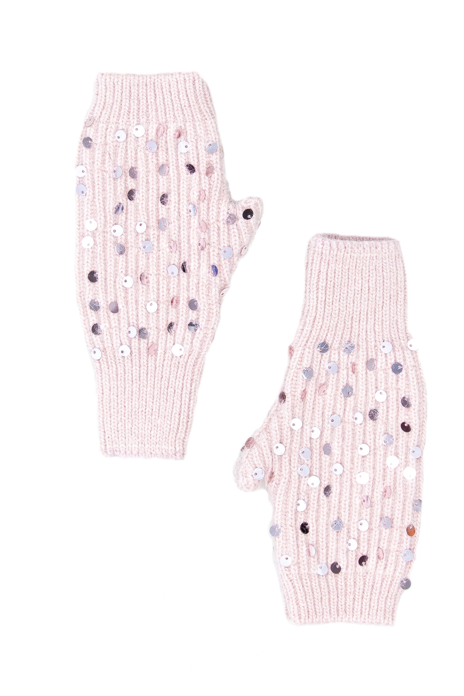 MANICOTTI MAGLIA CON PAILLETTES, TG.UNICA - PINK